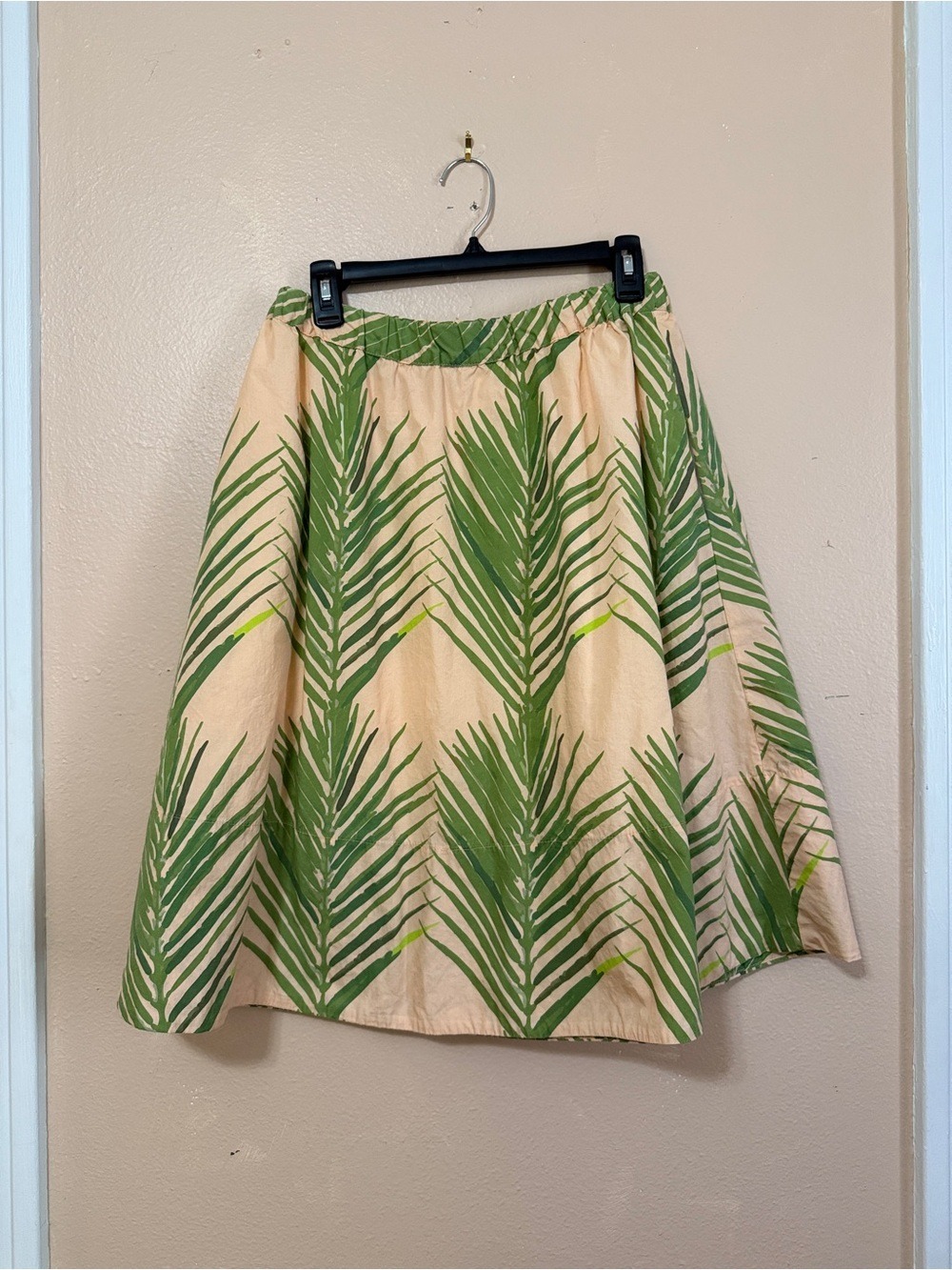 Katie Lime Palm Print Cotton Skirt - Made in USA - M - Picture 4 of 8